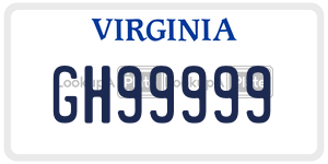 GH99999 license plate in Virginia