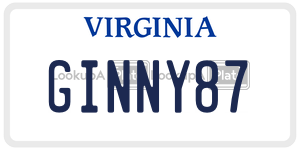 GINNY87  license plate in VA