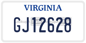GJ12628  license plate in VA