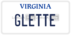 GLETTE  license plate in VA