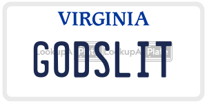 GODSLIT  license plate in VA