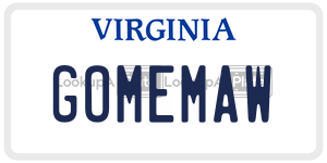 GOMEMAW license plate in Virginia