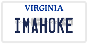 IMAHOKE  license plate in VA