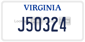 J50324  license plate in VA