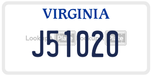 J51020 license plate in Virginia