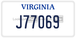 J77069 license plate in Virginia