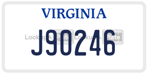 J90246  license plate in VA