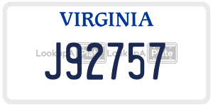 J92757  license plate in VA