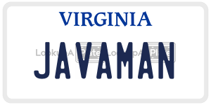 JAVAMAN  license plate in VA