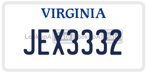 JEX3332  license plate in VA