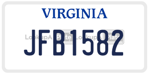 JFB1582 license plate in Virginia