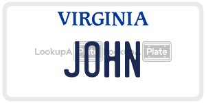 JOHN  license plate in VA