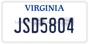 JSD5804  license plate in VA