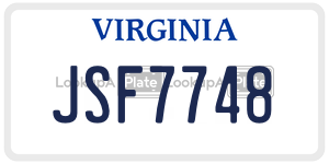 JSF7748 license plate in Virginia