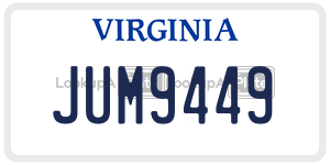 JUM9449  license plate in VA