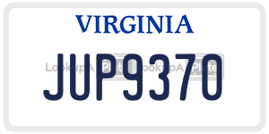 JUP9370  license plate in VA