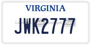 JWK2777  license plate in VA