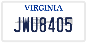 JWU8405  license plate in VA