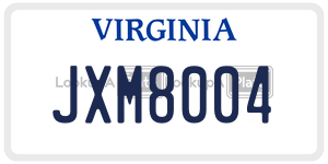 JXM8004  license plate in VA
