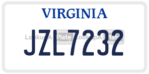 JZL7232  license plate in VA