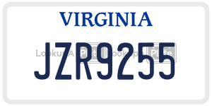 JZR9255  license plate in VA