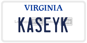 KASEYK license plate in Virginia