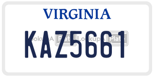 KAZ5661 license plate in Virginia