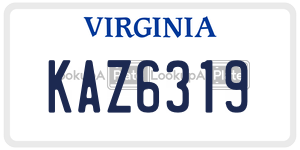 KAZ6319  license plate in VA