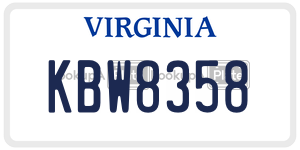 KBW8358  license plate in VA