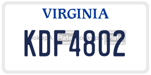 KDF4802  license plate in VA