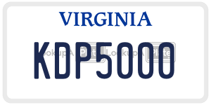 KDP5000 license plate in Virginia