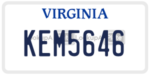 KEM5646  license plate in VA