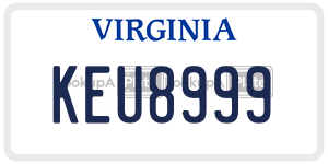 KEU8999  license plate in VA