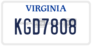 KGD7808  license plate in VA
