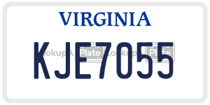 KJE7055  license plate in VA