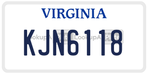 KJN6118 license plate in Virginia