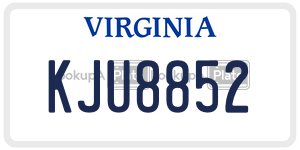 KJU8852  license plate in VA