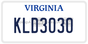 KLD3030  license plate in VA