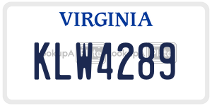 KLW4289  license plate in VA