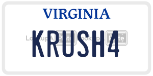 KRUSH4  license plate in VA
