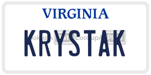 KRYSTAK license plate in Virginia