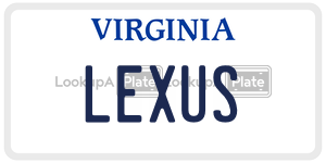 LEXUS  license plate in VA