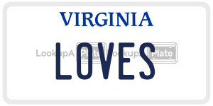 LOVES  license plate in VA