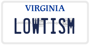 LOWTISM  license plate in VA