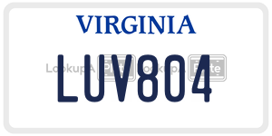 LUV804 license plate in Virginia