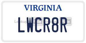 LWCR8R  license plate in VA