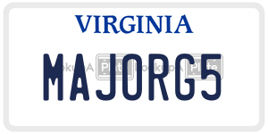 MAJORG5  license plate in VA