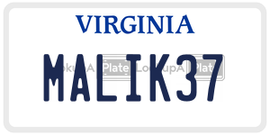 MALIK37 license plate in Virginia