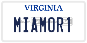 MIAMOR1  license plate in VA