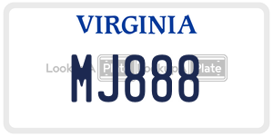 MJ888  license plate in VA
